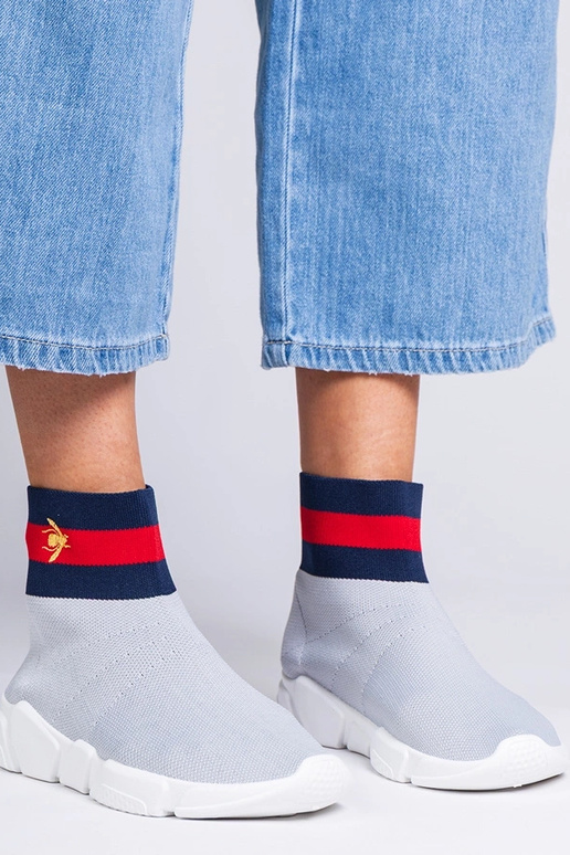 Pelēki sieviešu sporta apavi ar zeķu...