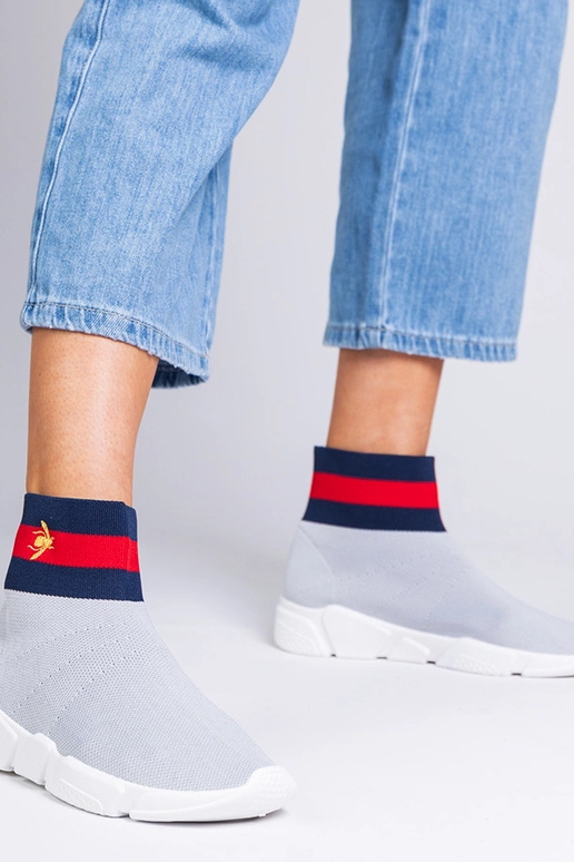 Pelēki sieviešu sporta apavi ar zeķu...