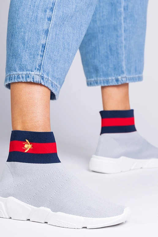 Pelēki sieviešu sporta apavi ar zeķu...