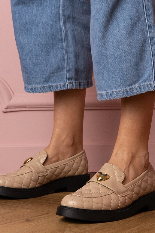 Smilšu krāsas sieviešu mokasīni ar...