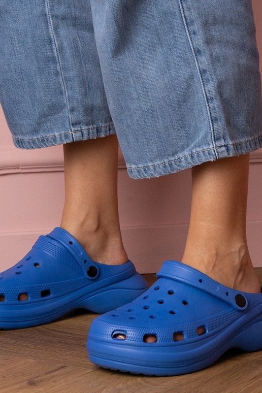 Zilas sieviešu slēgtas čības uz...