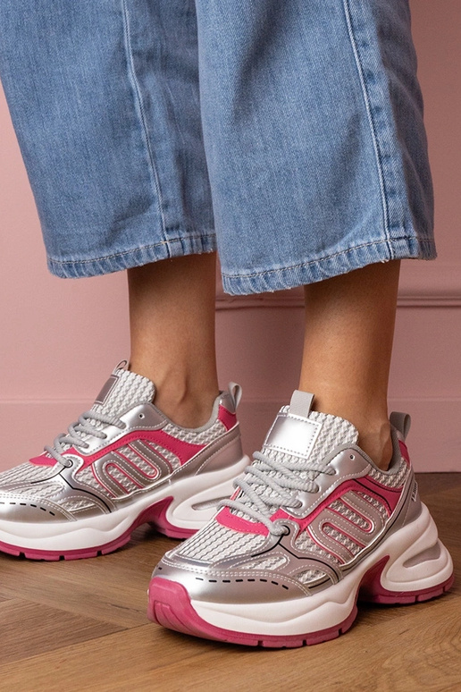 Sudraba-rozā sieviešu sporta apavi...
