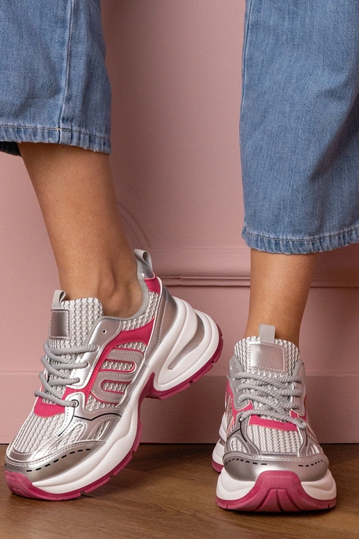 Sudraba-rozā sieviešu sporta apavi...