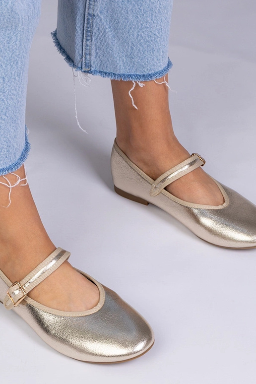 Zelta sieviešu balerīnas ar sprādzi,...