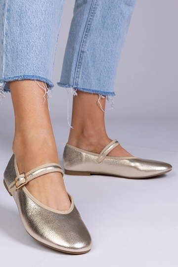 Zelta sieviešu balerīnas ar... 2