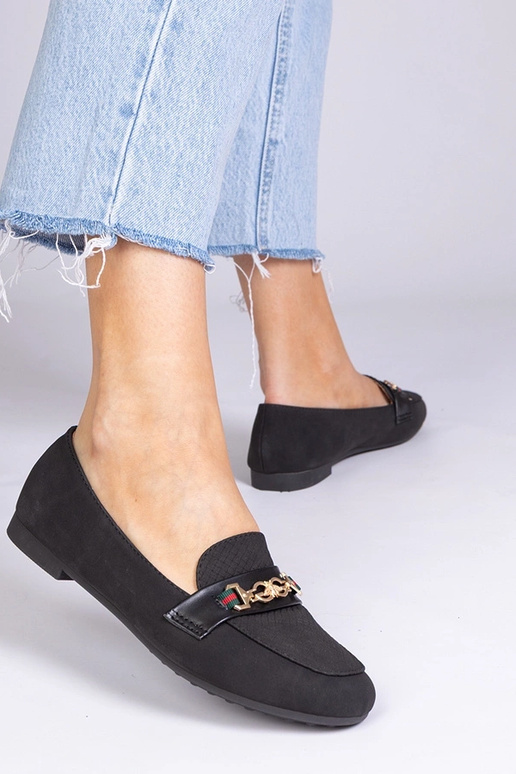 Melni mokasīni no mākslīgā zamša ar...