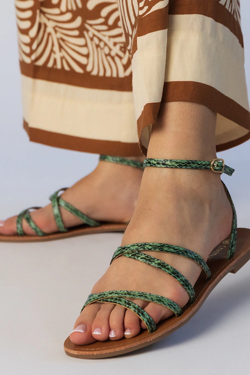 Zaļi sandales uz plakanā zole, „Kates"
