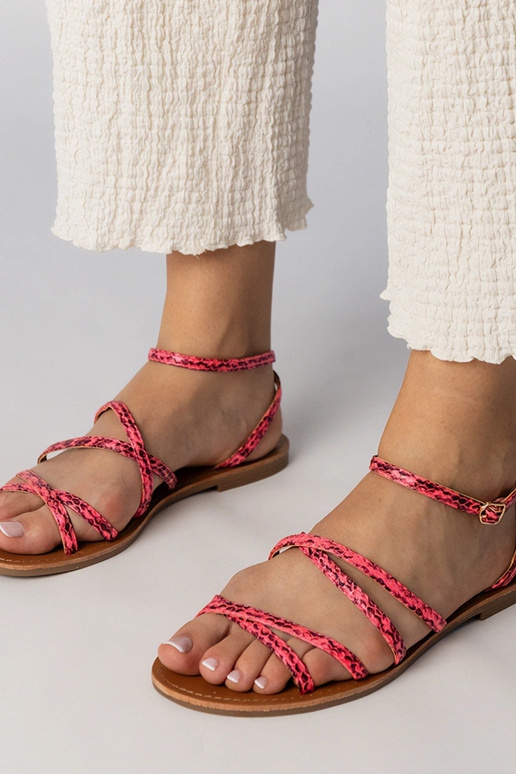 Rozā sandales uz plakanā zole, „Kates"