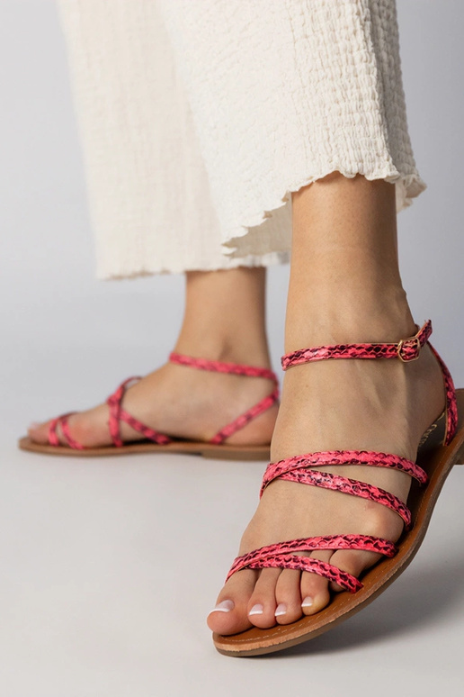 Rozā sandales uz plakanā zole, „Kates"