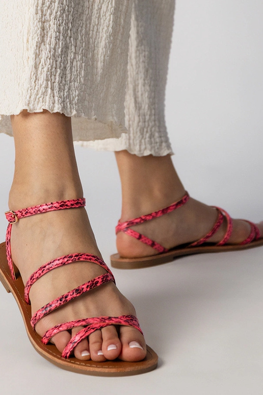 Rozā sandales uz plakanā zole, „Kates"