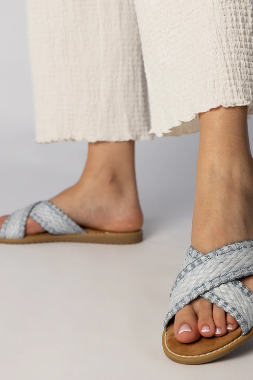 Zilas sieviešu austas čības, „Ellinara"