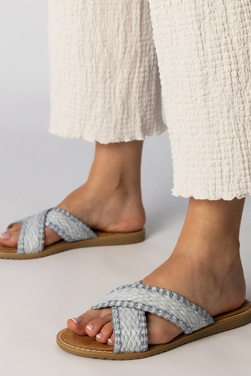 Zilas sieviešu austas čības, „Ellinara"