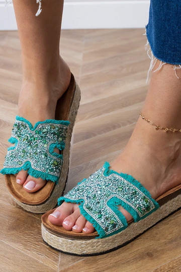 Zaļi espadrilles ar cirkonijiem un akmentiņiem Najros 2