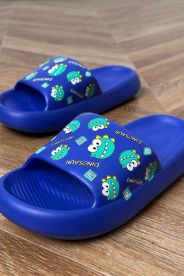 Zilas bērnu čības ar rakstiem Dinos