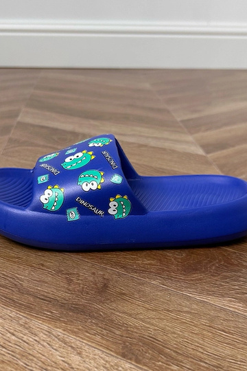 Zilas bērnu čības ar rakstiem Dinos 2