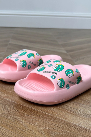 Rozā bērnu čības ar rakstiem Dinos 2
