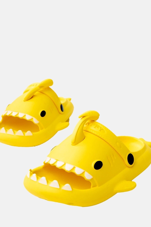 Dzeltenas bērnu čības ar haizivju...