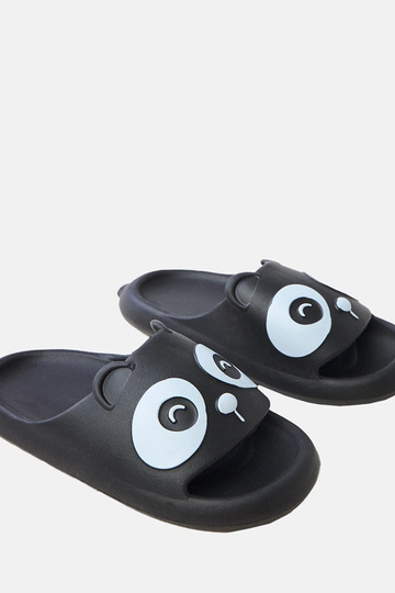 Melnas bērnu čības ar pandu motīviem Ketti 2