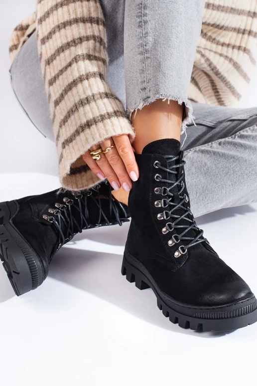 melnas krāsas zamšādas sieviešu...