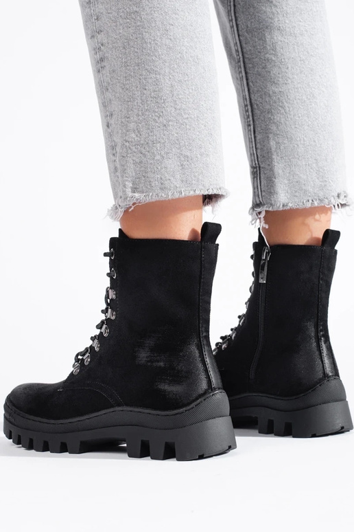 melnas krāsas zamšādas sieviešu...