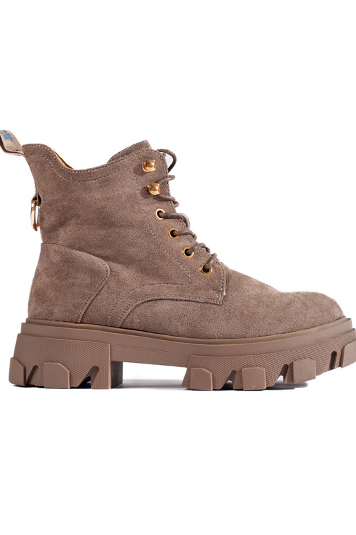 zamšādas sieviešu zābaki uz biezas zoles