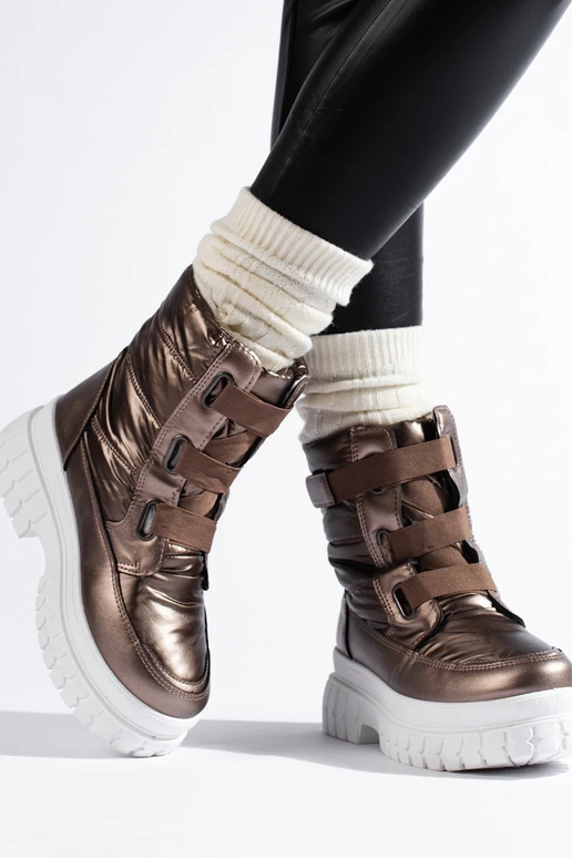 Sieviešu sniega zābaki Velcro brūnas...