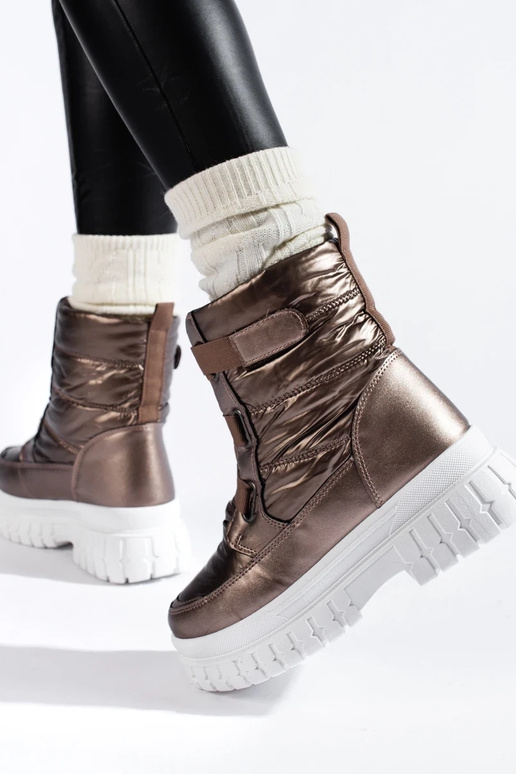 Sieviešu sniega zābaki Velcro brūnas...