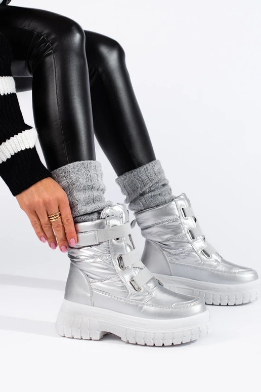 Sieviešu sniega zābaki Velcro Sudrabs