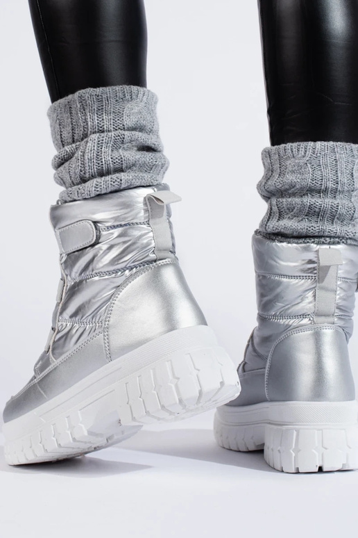 Sieviešu sniega zābaki Velcro Sudrabs