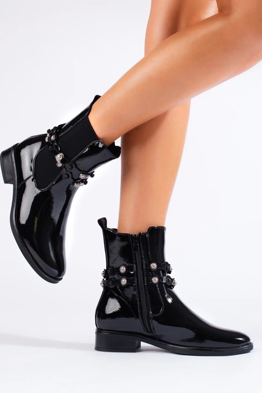 Laque sieviešu zābaki plakans Melnas...