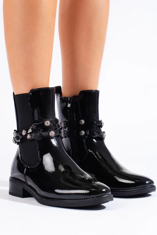 Laque sieviešu zābaki plakans Melnas...