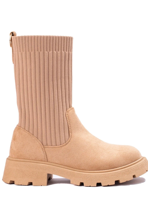 zamšādas sieviešu zābaki ar elastīgu...