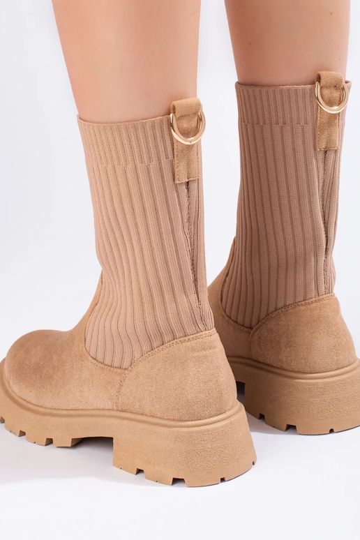 zamšādas sieviešu zābaki ar elastīgu...