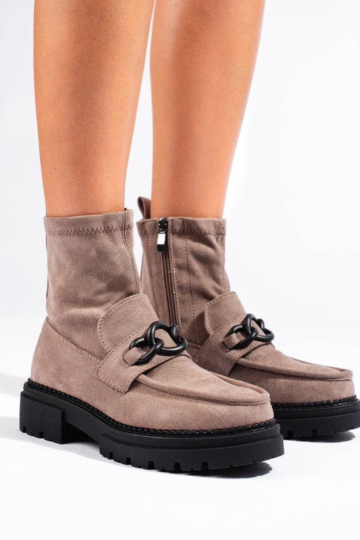 smilšu krāsas sieviešu zābaki ar...