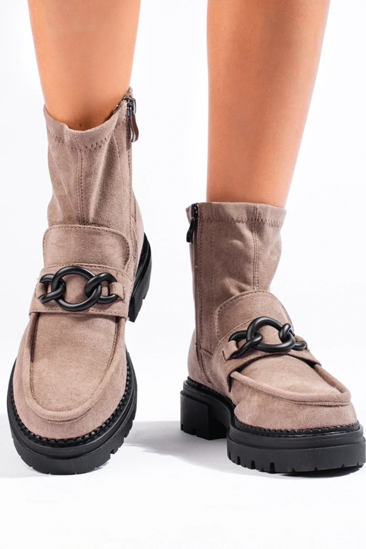 smilšu krāsas sieviešu zābaki ar...