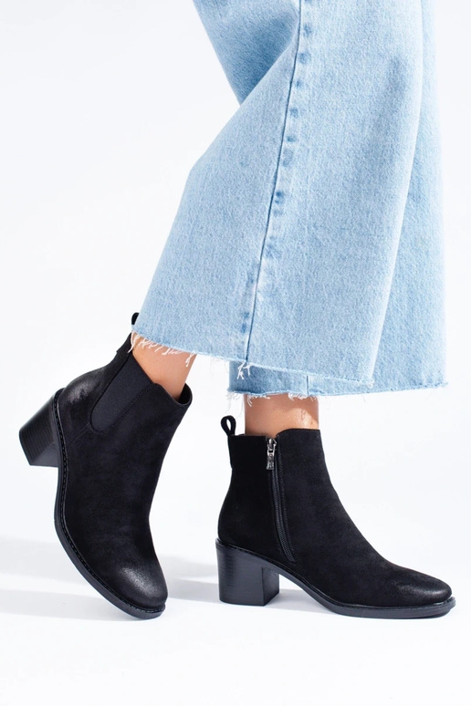 melnas krāsas Sieviešu zābaki uz papēža melnas krāsas Sieviešu zābaki uz papēža