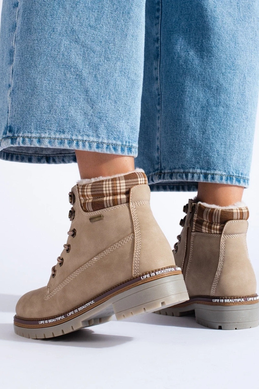 apavi sieviešu smilšu krāsas no eko ādas