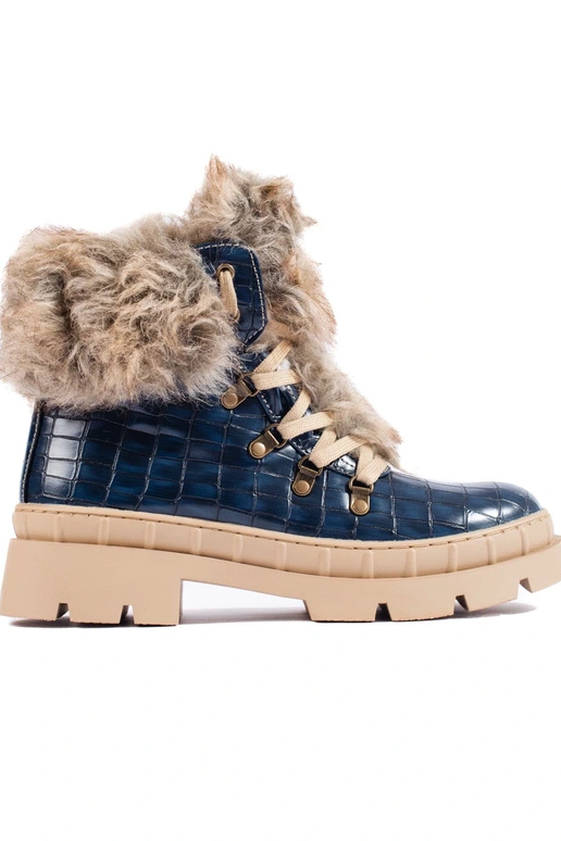 apavi sieviešu ar kažokādu zils