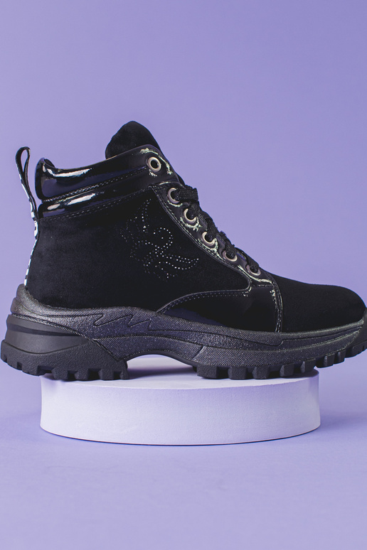 melnas krāsas zābaki meitenīga uz...