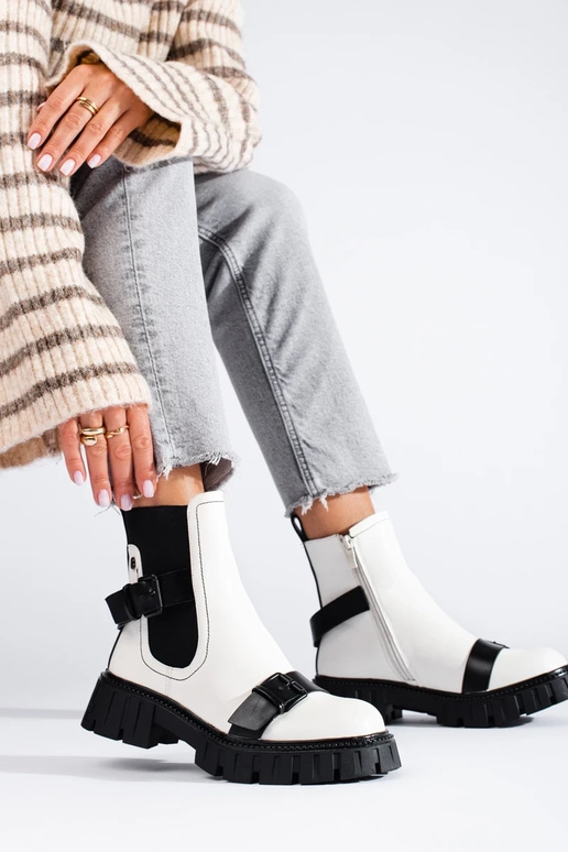 baltas krāsas Sieviešu zābaki ar...