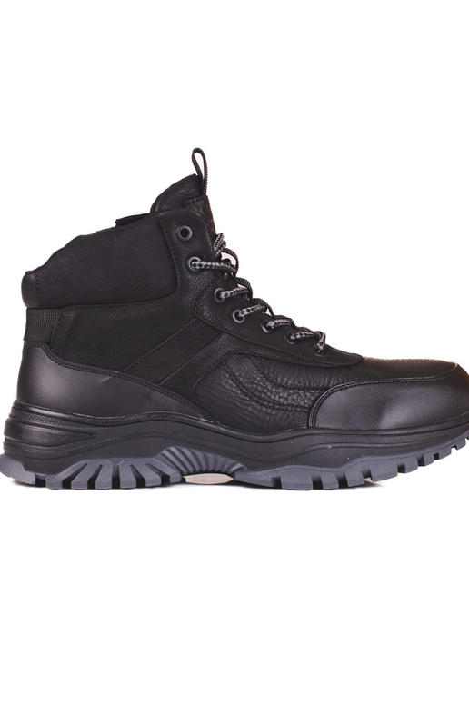 Vīriešu apavi ar kažokādu melnā krāsā