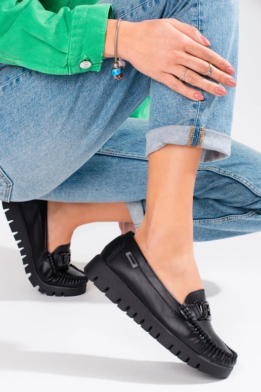 melnas krāsas Sieviešu mokasīni ar...