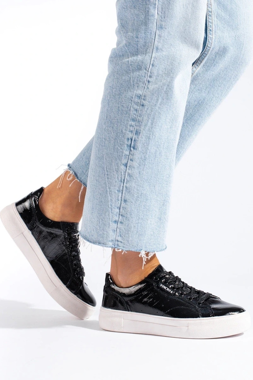 Melni ādas sieviešu apavi Vinceza Melni ādas sieviešu apavi Vinceza