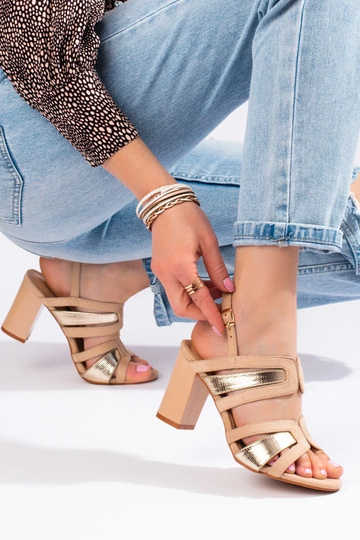 sandales  uz papēža bēšs-... 2