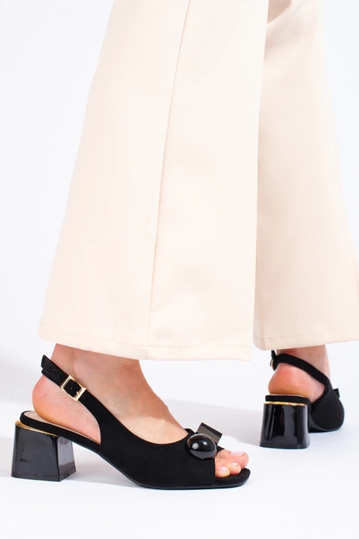 melni zema papēža suede basutēs