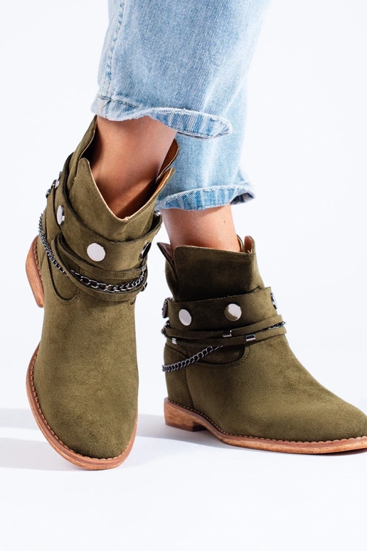 zamšādas sieviešu zābaki uz ķīļa zaļš zamšādas sieviešu zābaki uz ķīļa zaļš