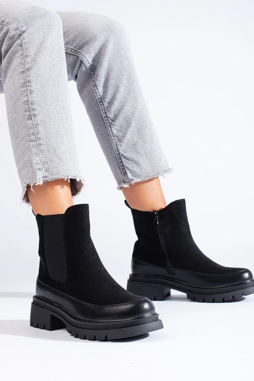 melnas krāsas zamšādas zābaki Chelsea...