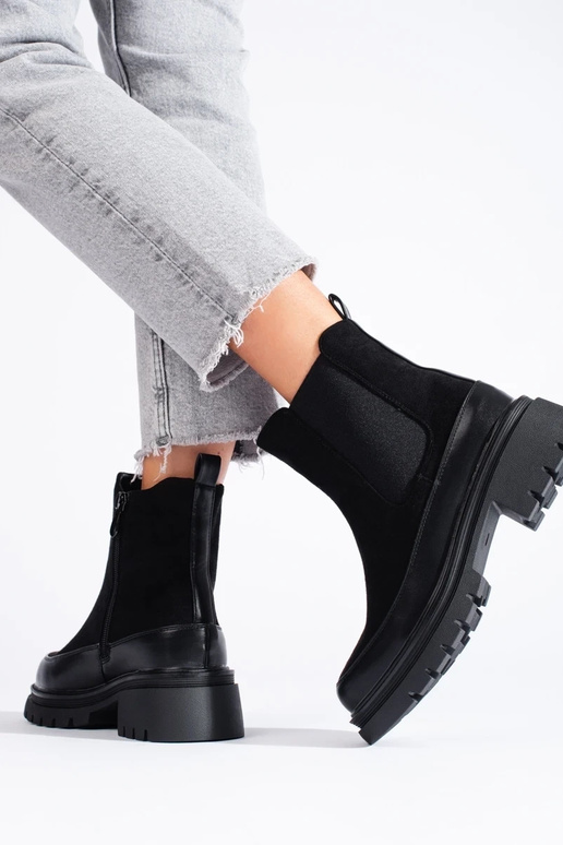 melnas krāsas zamšādas zābaki Chelsea...