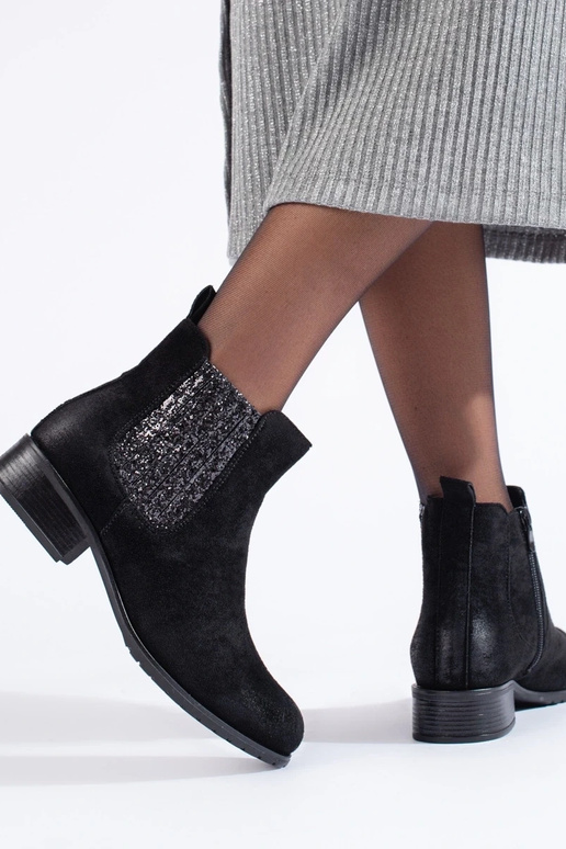 zamšādas Melnas krāsas Sieviešu zābaki