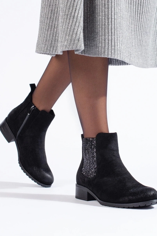 zamšādas Melnas krāsas Sieviešu zābaki